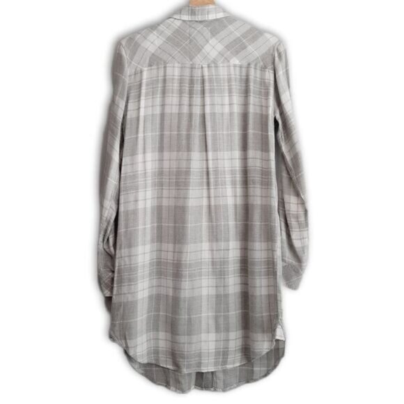 RAILS Plaid Shirt Tunic Dress Button Down Grey & White Sz XS - Picture 8 of 14